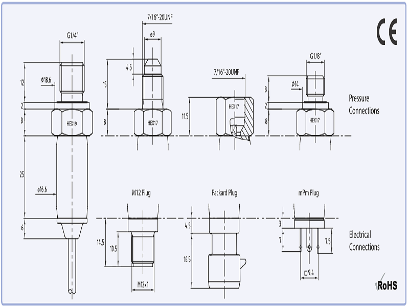 Kết nối của cảm biến áp suất 10bar